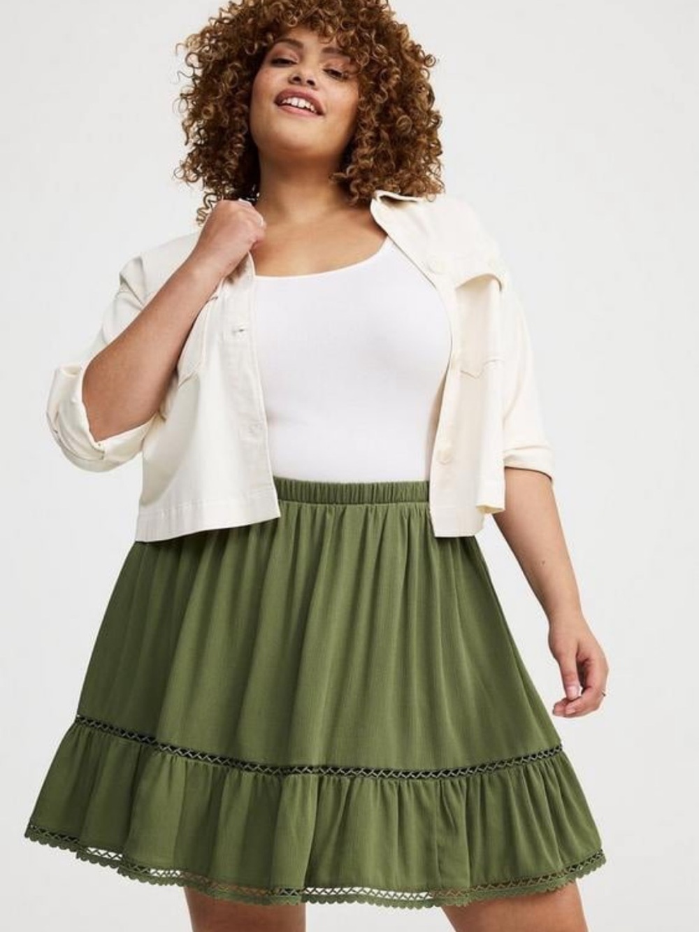 Torrid Green Design Pockets Skirt Bohemian Cottagecore Coquette Feminine